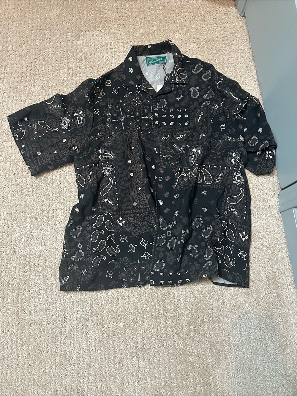 Maison Article Black Paisley Rayon Camp Shirt Men’s Medium NWT Button Up